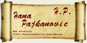 Hana Pajkanović vizit kartica